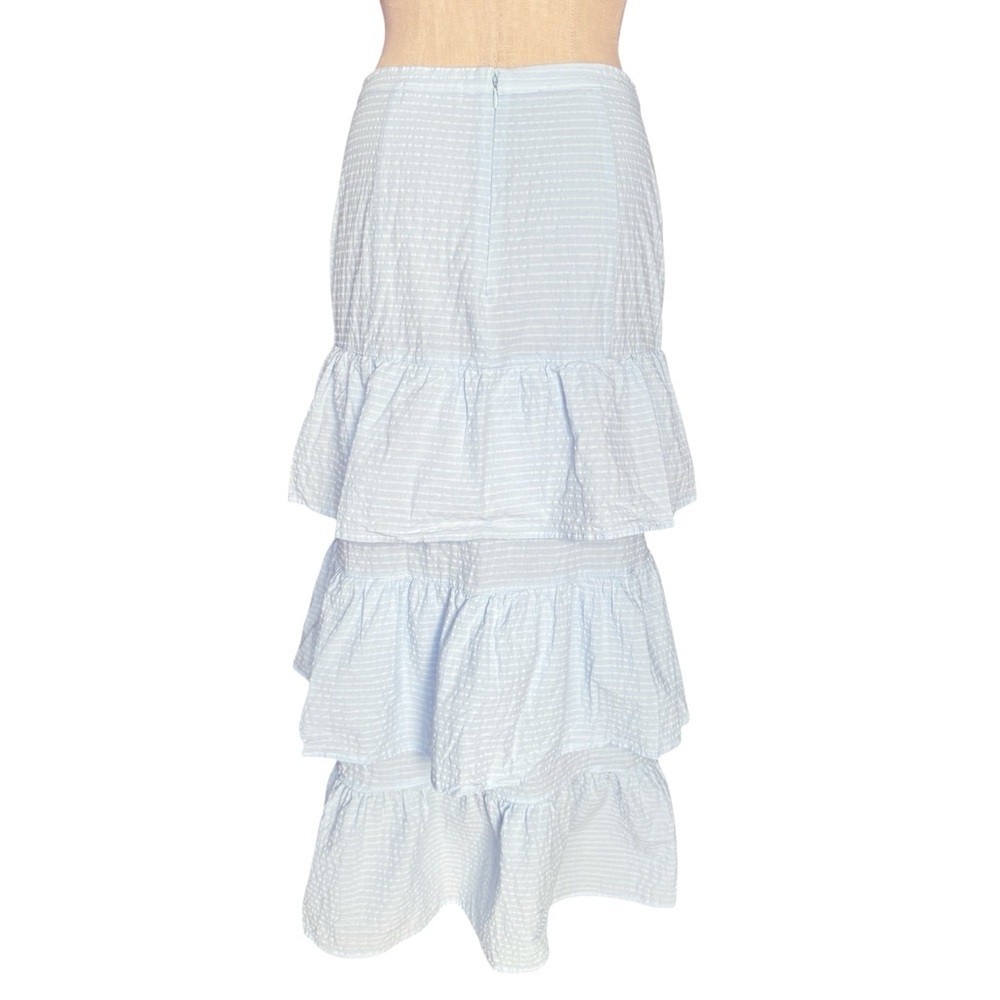 Capulet Lalaine Tiered Ruffle Baby Blue Textured High Waist Maxi Skirt Sz M - Picture 3 of 11